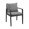 Armen Living Grand Outdoor Patio Dining Chairs With Arms In Aluminum With Grey Cushions - Set of 2 3
