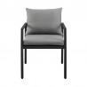Armen Living Grand Outdoor Patio Dining Chairs With Arms In Aluminum With Grey Cushions - Set of 2 1