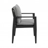 Armen Living Grand Outdoor Patio Dining Chairs With Arms In Aluminum With Grey Cushions - Set of 2 4
