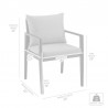 Armen Living Grand Outdoor Patio Dining Chairs With Arms In Aluminum With Grey Cushions - Set of 2 8