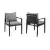 Armen Living Grand Outdoor Patio Dining Chairs With Arms In Aluminum With Grey Cushions - Set of 2 2