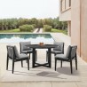 Armen Living Grand Outdoor Patio Round Dining Table in Aluminum Set