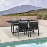 Armen Living Grand Outdoor Patio Dining Table in Aluminum Set View