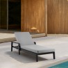 Armen Living Grand Outdoor Patio Adjustable Chaise Lounge Chair in Aluminum with Grey Cushions 