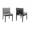 Armen Living Grand Outdoor Patio Dining Chairs In Aluminum With Grey Cushions 03