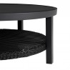 Armen Living Grand Black Aluminum Outdoor Round Conversation Table with Wicker Shelf Half View