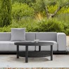 Armen Living Grand Black Aluminum Outdoor Round Conversation Table with Wicker Shelf