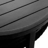 Armen Living Grand Black Aluminum Outdoor Round Conversation Table with Wicker Shelf Half View - Armen Living Grand Black Aluminum Outdoor Round Conversation Table with Wicker Shelf Half View