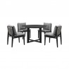 Armen Living Grand Outdoor Patio 5-Piece Round Dining Table Set In Aluminum With Grey Cushions 2