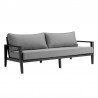 Armen Living Grand 4 Piece Black Aluminum Outdoor Seating Set with Dark Gray Cushions Sofa Side