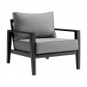 Armen Living Grand 4 Piece Black Aluminum Outdoor Seating Set with Dark Gray Cushions Chair Side