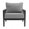 Armen Living Grand 4 Piece Black Aluminum Outdoor Seating Set with Dark Gray Cushions Chair Front
