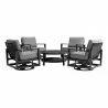 Armen Living Grand 5 Piece Black Aluminum Outdoor Seating Set with Dark Gray Cushions Set - Armen Living Grand 5 Piece Black Aluminum Outdoor Seating Set with Dark Gray Cushions Set