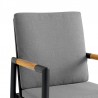 Royal Black Aluminum and Teak Outdoor Dining Chair with Dark Gray Fabric - Set of 2 7
