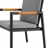 Royal Black Aluminum and Teak Outdoor Dining Chair with Dark Gray Fabric - Set of 2 10