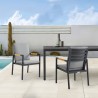 Royal Black Aluminum and Teak Outdoor Dining Chair with Dark Gray Fabric - Set of 2 1