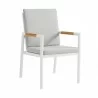 Royal White Aluminum and Teak Outdoor Dining Chair with Light Gray Fabric - Set of 2 5 - Royal White Aluminum and Teak Outdoor Dining Chair with Light Gray Fabric - Set of 2 5