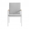Royal White Aluminum and Teak Outdoor Dining Chair with Light Gray Fabric - Set of 2 8