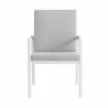 Royal White Aluminum and Teak Outdoor Dining Chair with Light Gray Fabric - Set of 2 8 - Royal White Aluminum and Teak Outdoor Dining Chair with Light Gray Fabric - Set of 2 8