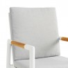 Royal White Aluminum and Teak Outdoor Dining Chair with Light Gray Fabric - Set of 2 6