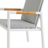 Royal White Aluminum and Teak Outdoor Dining Chair with Light Gray Fabric - Set of 2 7