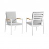Royal White Aluminum and Teak Outdoor Dining Chair with Light Gray Fabric - Set of 2 4