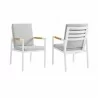 Royal White Aluminum and Teak Outdoor Dining Chair with Light Gray Fabric - Set of 2 4 - Royal White Aluminum and Teak Outdoor Dining Chair with Light Gray Fabric - Set of 2 4