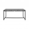 Armen Living Royal Black Aluminum and Teak Outdoor Dining Table with Stone Top Front