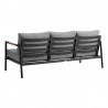 Armen Living Royal 4 Piece Black Aluminum and Teak Outdoor Seating Set with Dark Gray Cushions- Sofa Back