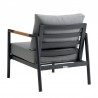 Armen Living Royal 4 Piece Black Aluminum and Teak Outdoor Seating Set with Dark Gray Cushions- Chair Back