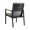 Royal 7 Piece Black Aluminum and Teak Outdoor Dining Set with Dark Gray Fabric 4