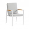 Royal 7 Piece White Aluminum and Teak Outdoor Dining Set with Light Gray Fabric 2
