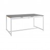Royal 7 Piece White Aluminum and Teak Outdoor Dining Set with Light Gray Fabric 8