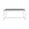 Royal 7 Piece White Aluminum and Teak Outdoor Dining Set with Light Gray Fabric 7