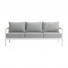 Armen Living Royal 4 Piece White Aluminum and Teak Outdoor Seating Set with Light Gray Cushions- Sofa Front