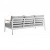 Armen Living Royal 4 Piece White Aluminum and Teak Outdoor Seating Set with Light Gray Cushions- Sofa Back