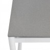 Armen Living Royal 4 Piece White Aluminum and Teak Outdoor Seating Set with Light Gray Cushions- Table Top