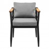 Armen Living Beowulf Outdoor Patio Dining Chair In Aluminum And Teak With Grey Cushions – Set of 2 06