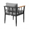 Armen Living Beowulf Outdoor Patio Dining Chair In Aluminum And Teak With Grey Cushions – Set of 2 05