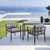 Armen Living Beowulf Outdoor Patio Dining Chair In Aluminum And Teak With Grey Cushions – Set of 2 01