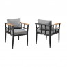 Armen Living Beowulf Outdoor Patio Dining Chair In Aluminum And Teak With Grey Cushions – Set of 2 03