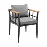 Armen Living Beowulf Outdoor Patio 5-Piece Dining Table Set in Aluminum and Teak with Grey Cushions 3