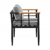 Armen Living Beowulf Outdoor Patio 5-Piece Dining Table Set in Aluminum and Teak with Grey Cushions 4
