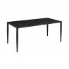 Armen Living Beowulf Outdoor Patio 5-Piece Dining Table Set in Aluminum and Teak with Grey Cushions