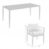 Armen Living Beowulf Outdoor Patio 5-Piece Dining Table Set in Aluminum and Teak with Grey Cushions 9