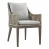 Armen Living Silvana Outdoor Wicker and Aluminum Gray Dining Chair With Beige Cushions - Set of 2 2 - Armen Living Silvana Outdoor Wicker and Aluminum Gray Dining Chair With Beige Cushions - Set of 2 2