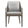 Armen Living Silvana Outdoor Wicker and Aluminum Gray Dining Chair With Beige Cushions - Set of 2 4