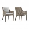 Armen Living Silvana Outdoor Wicker and Aluminum Gray Dining Chair With Beige Cushions - Set of 2 3