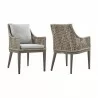 Armen Living Silvana Outdoor Wicker and Aluminum Gray Dining Chair With Beige Cushions - Set of 2 3 - Armen Living Silvana Outdoor Wicker and Aluminum Gray Dining Chair With Beige Cushions - Set of 2 3
