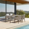 Armen Living Silvana 5 Piece Gray Aluminum Outdoor Dining Set with Gray Fabric